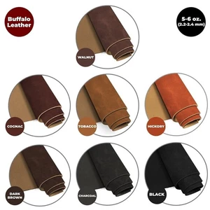 ELW Buffalo Leather Hide 5-6 oz (2-2.4mm) Pre-Cut Thin Craft Leather Sheet - Picture 1 of 17