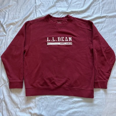L.L. Толстовка Bean вышитая красная с круглым вырезом размер большой с надписью квадратный крой - Изображение 1 из 4
