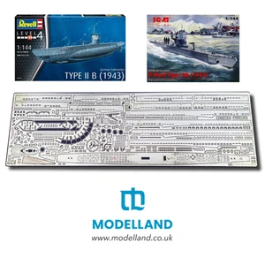 U-Boat tedesco tipo IIB Revell 05155, ICM S 010 parti fotoincise scala 1:144 - Foto 1 di 13