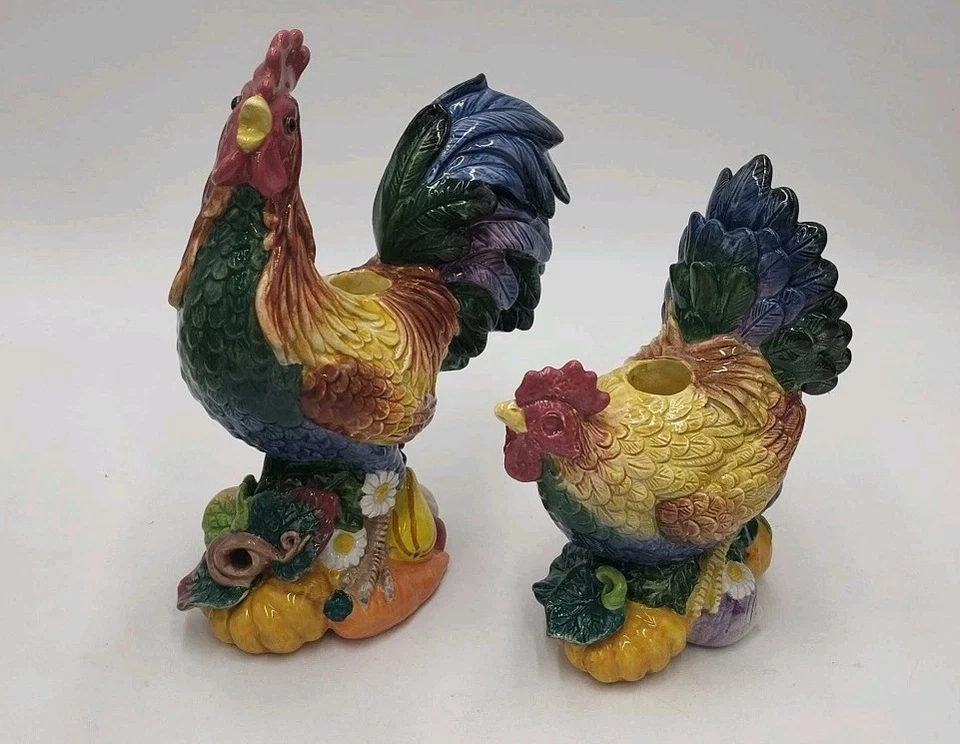 Набор из 2 классических подсвечников для петуха и курицы Fitz And Floyd Coq Du Village - Изображение 1 из 4