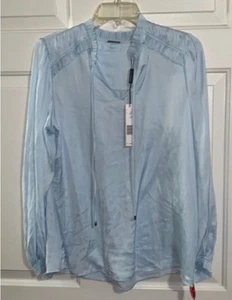 Blusa ELIE TAHARI Azul Claro Escote Volantes con Dobladillo Manga Volantes Nueva con Etiquetas $245 S - Imagen 1 de 11