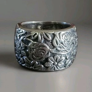 SILPADA RING SIZE 6 FLOWER Wide BAND Garden STERLING SILVER 925 ISRAEL - Picture 1 of 18