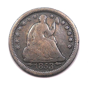 United States 1853 Liberty Seated Half 1/2 Dime F KEY 1st Arrows USA Silver Coin - Picture 1 of 2