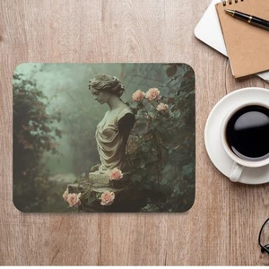 Romantic Victorian Garden Statue Mousepad Sculpture Roses Gothic Botanical Desk - Picture 1 of 6