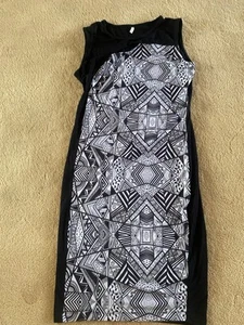 Women’s Bodycon Dress Size 14 Stunning Black White Print Sexy Wiggle Bodycon - Picture 1 of 4