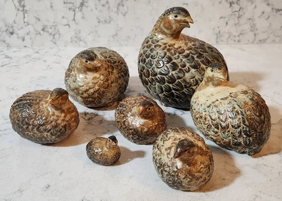 Estatuillas de codorniz perdiz de cerámica vintage - Japón - Juego de 7 Foto 1 de 4