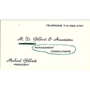 M.D. Gilbert & Associates Michael Gilbert Houston Vintage Business Card SF3-B4 - Picture 1 of 2