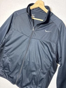Nike Jacket Mens Medium Black Full Zip Track Athletic Windbreaker Swoosh Logo - Picture 1 of 6