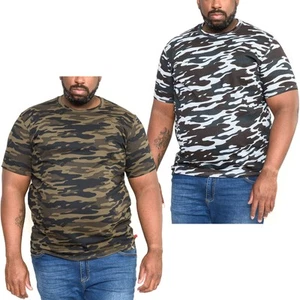 D555 Mens Gaston Big Tall King Size Short Sleeve Crew Neck Camo T-Shirt Tee Top - Picture 1 of 9