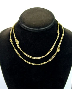 Avon KNOTTED Double Strand NECKLACE Vintage Goldtone Love Knot Twisted Chain 32" - Picture 1 of 8