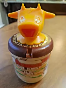 Vintage Moo Cow Creamer Sippy Cup Farm Scene Whirley Industries 12oz Farmhouse - Picture 1 of 8