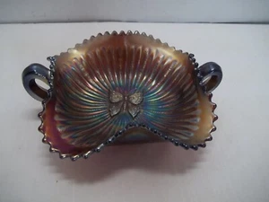Northwood Amethyst Karneval Glas Vintage Schmetterling Doppelgriff Bonbon Schale - Bild 1 von 15