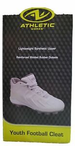 Athletic Works White Youth Football Cleats Size 2 Lightweight Reinforced Outsole