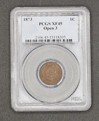 1873 (Open 3) Indian Head Cent | PCGS XF45 - Image 1 of 4