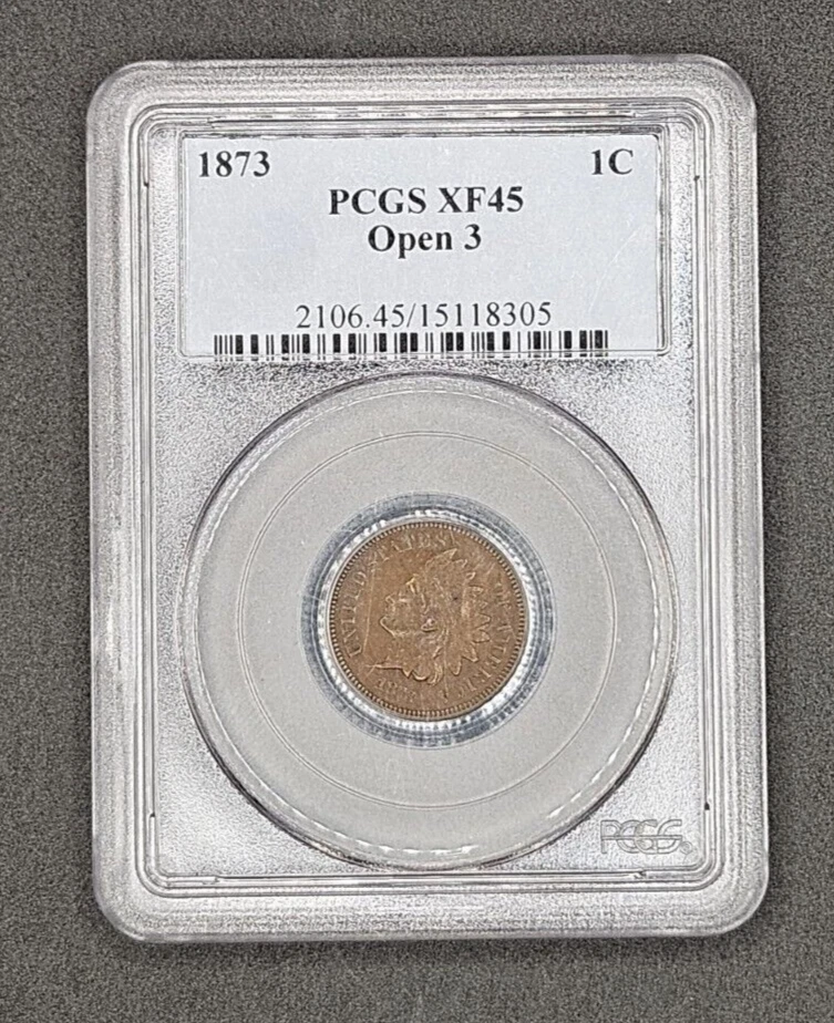 1873 (Open 3) Indian Head Cent | PCGS XF45 - Image 1 of 4