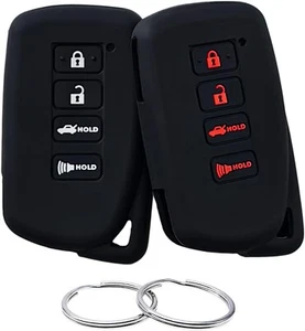 Silicone Rubber Key Fob Cover Compatible with 2013-2021 Lexus black - Picture 1 of 6