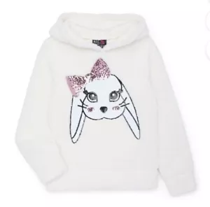Miss Chievous Girls Sequin Bunny Sherpa Hoodie Top Size Medium (7-8) NEW - Picture 1 of 4