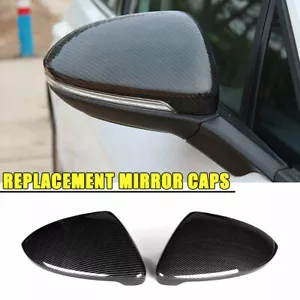 Carbon Fiber Black Side Mirror Cover Caps For VW GOLF 7 MK7 GTI Jetta GLI 14-21 - Picture 1 of 12