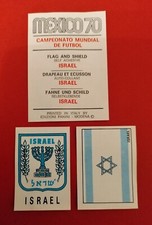 PANINI 1970 MEXICO FOOTBALL WORLD CUP -  ISRAEL FLAG AND SHIELD. RED/BLACK.
