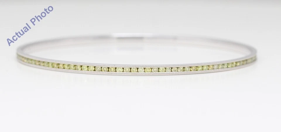 Brazalete de moda de diamantes amarillos de corte redondo de oro blanco de 14 k (amarillo de 2,66 quilates, si3-i1) Foto 1 de 4