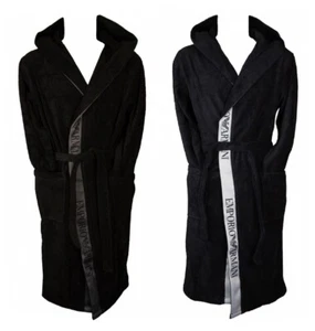 EMPORIO ARMANI Bademantel aus gekreuztem Baumwollfrottee mit Kapuze, Taschen und - Imagen 1 de 11