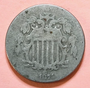 1874 Shield Nickel - Decent Grade - Perimeter Wear OBV - Picture 1 of 2