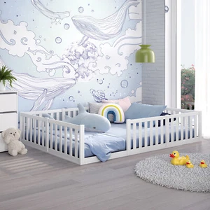 Bodenbett Teso 80x160-140x200 cm Jugendbett Rausfallschutz Montessori Kinderbett - Bild 1 von 30