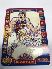 2017 AFL TEAMCOACH TRADING CARD GLOW FOOTY POWERS CARD GFP2 DAYNE ZORKO-BRISBANE