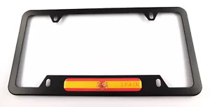Spain Spanish Flag Metal black Aluminium Car License plate frame cutout 4hole - Foto 1 di 1