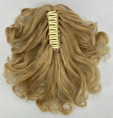 Blond Curly Messy 爪夹 10 英寸马尾合成头发假发二手乐趣 — 第 1/4 张图片