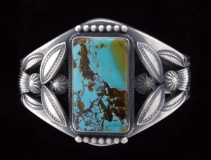 Pulsera de turquesa natural Royston de alta calidad del artista navajo Henry Morgan - Imagen 1 de 4