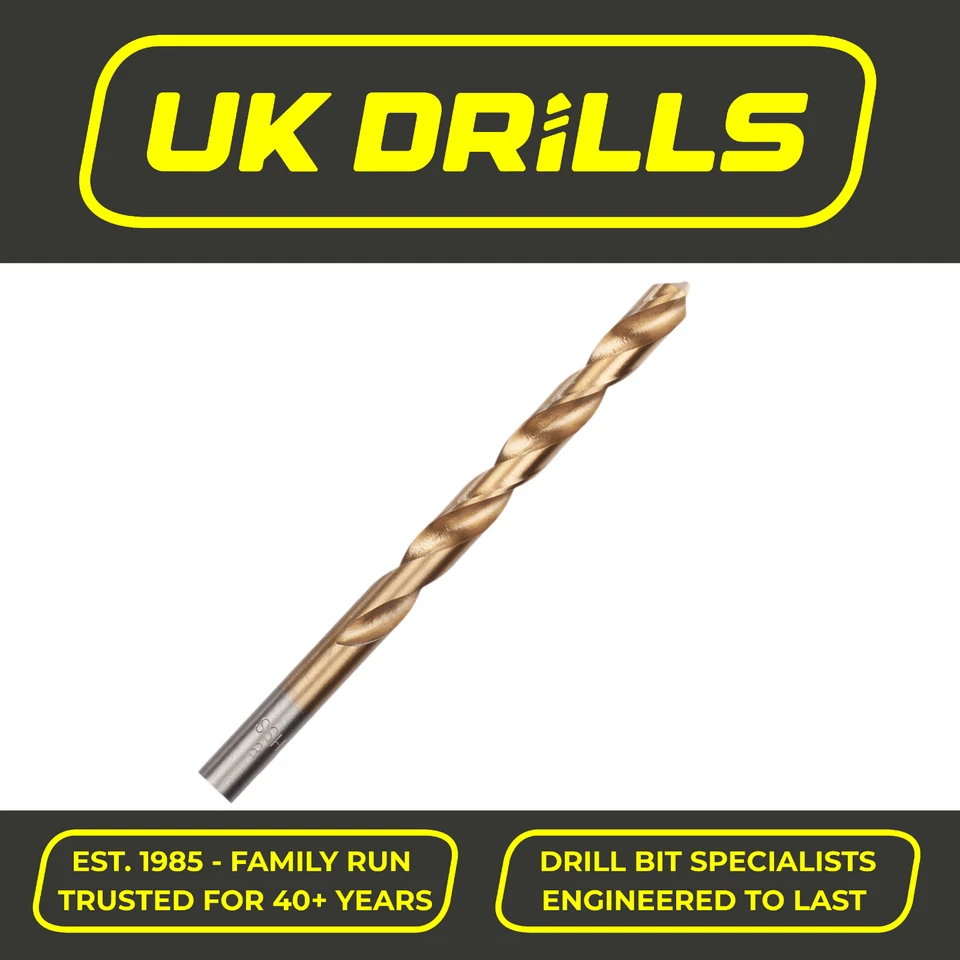 HSS JOBBER DRILLS TITANIUM/TIN FULLY GROUND 135° SPLIT POINT - Image 1 of 1