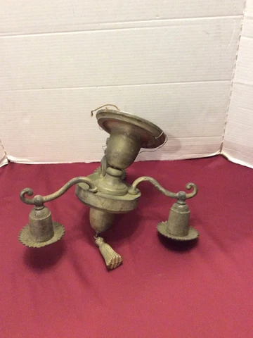 VINTAGE NICKEL HANGING LIGHT FIXTURE CHAIN 3 BULB CHANDELIER ANTIQUE lamp ornate Cover