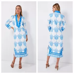 SAIL To SABLE Kaftan bemalt blau Blockdruck klassisches Midikleid Größe Small $ 248 - Bild 1 von 14