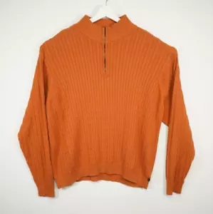 IZOD Orange Cable Knit Long Sleeve 1/4 Zip Preppy Collared Sweater Men's XXL - Picture 1 of 6