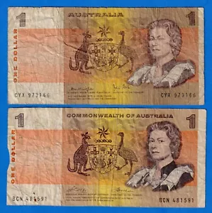 Australia $1 Combo - 1979 P-42c & 1972 P-37d - 2 Circulated Notes - AUS#01 - Picture 1 of 3