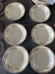 6 Piece Flower China Set beige BY EDWIN M. Knowles SEMI VITREOUS dc7 - Picture 1 of 3