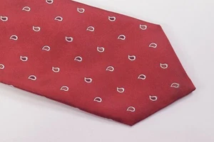 Luciano Barbera Neck Tie NWT Red with White Paisley 100% Silk - Picture 1 of 7
