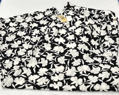 Pantalón Michael Kors Mujer Pierna Ancha con Cinturón, Negro/Blanco, Talla 24W Foto 1 de 3