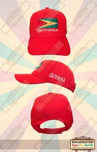 GUYANA FLAG BADGE - RED BASEBALL CAP HAT - REGGAE - Imagen 1 de 1