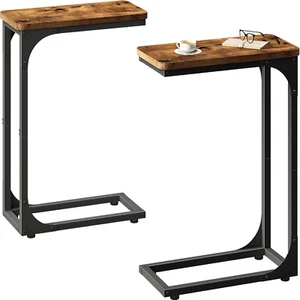 QEEIG Narrow C Shaped Side Table Set of 2 Living Room Sets Slim Couch Tray Table - Picture 1 of 12
