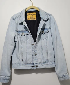 Vintage Comfort Denim Size XL Button Up Light Blue Thick Blue Jean Jacket Kids - Picture 1 of 7