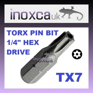 1 T7 TX7 TORX PIN HOLE SECURITY HEXAGONAL BITS 1/4" HEX DRIVE 25mm LONG CR-V - Picture 1 of 1