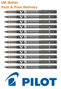 6 Pilot V5 + 6 Pilot V7 Black Extra fine Hi-Tecpoint Rollerball Pens - Picture 1 of 7