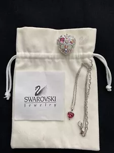 Swarovski Rosa Herz Charm Halskette Y2K BarbieCore Medaillon Anhänger Strass 💕 - Bild 1 von 12