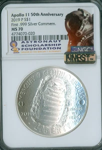 2019 P APOLLO 11 SILVER DOLLAR NGC MS70 50TH ANNIVERSARY MAC FINEST & SPOTLESS * - Picture 1 of 2