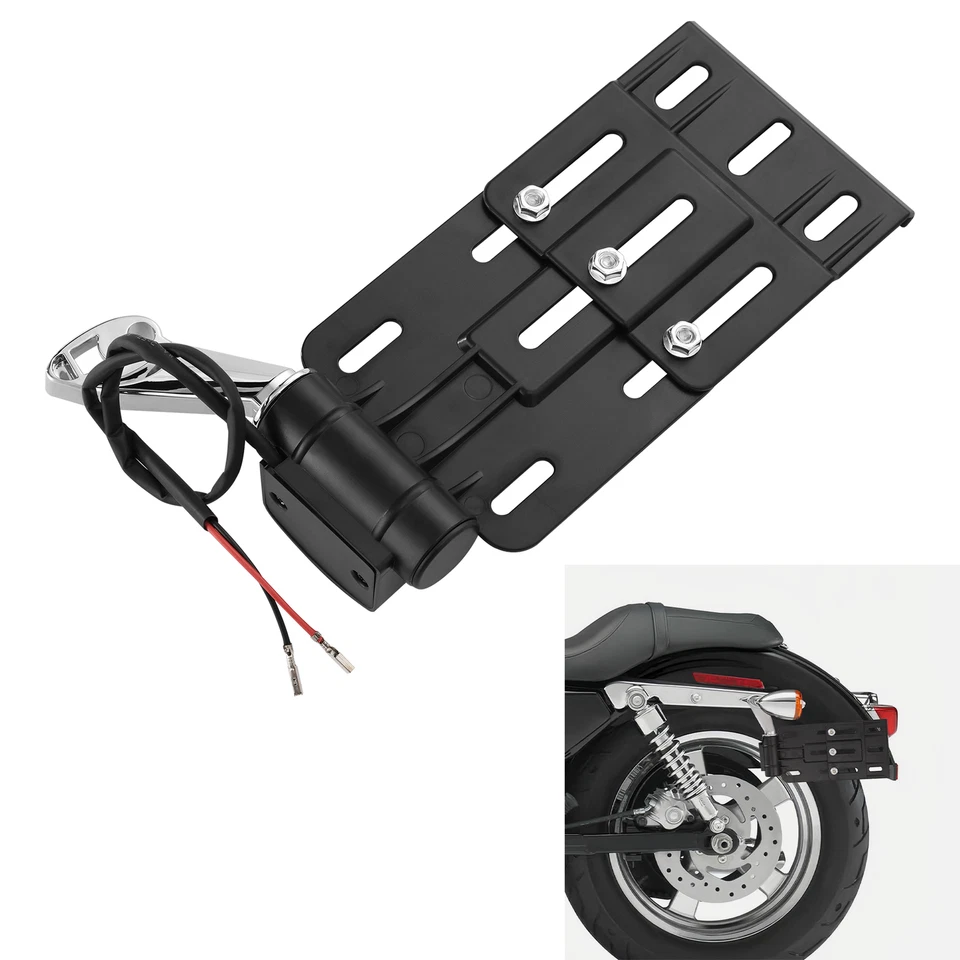 Side License Plate Bracket Mount w/ Light Fit For Harley Sportster XL1200 04-16 - Image 1 of 4