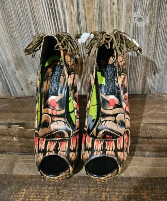 Nuevo Iron Fist Tiki Toes Peep Toe Plataforma Tacones Talla 5 Foto 1 de 4