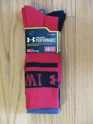 Paquete de 3 calcetines Under Armour multicolores (grandes) para hombre talla de zapato: 9-12 1/2 nuevos en paquete Foto 1 de 4