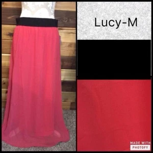 Maxi falda LulaRoe Lucy talla mediana. Hermoso color rojo/salmón liso. Etiquetas encendidas - Imagen 1 de 5